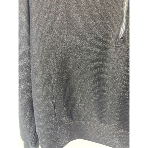 Spanx AirEssentials Shine Half Zip Sweatshirt- Very Black / Silver Shimmer Size - Picture 9 of 12